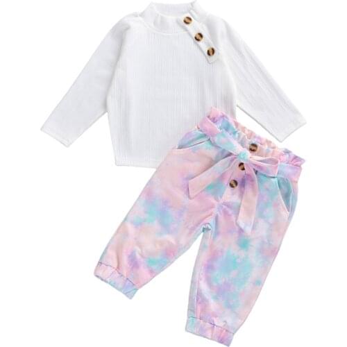 Citgeett 2-6Y Winter Autumn Girls Tie Dye Clothes Sets Long Sleeve Knit Sweater Tops Printed Long Pants 2pcs Spring Set