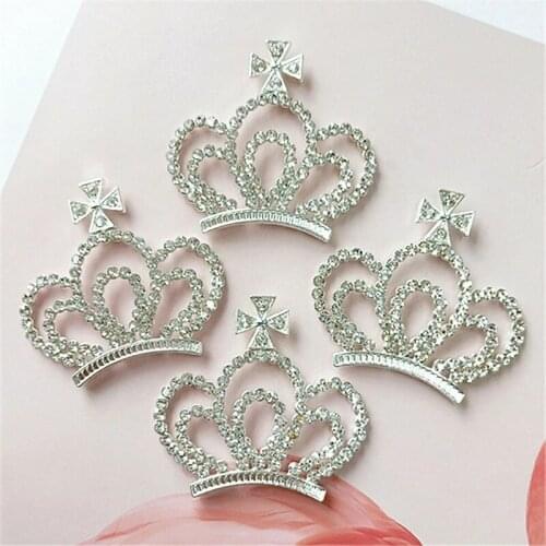 5 pcs/lot Rhinestone Button Crown Metal Sewing Handmade Decorative Buckle DIY Clothing Matching Material Silver Bottom