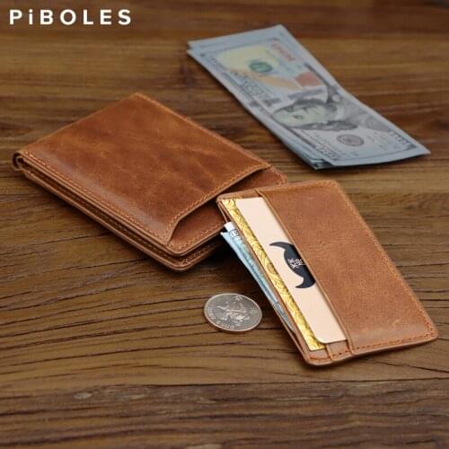 Portable Genuine Leather Men Wallet Slim Leather Card Slots Wallet For Women Business Card Driver License Holder Coin Purse