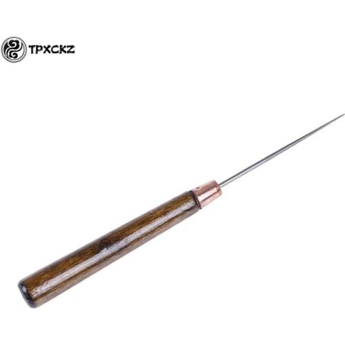 Round Solid Tool Sewing Wood Handle Drillable Awl Hand Stitching Taper Leathercraft Needle Tool Kit For Leather Craft