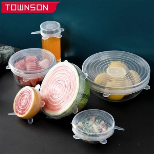 Food grade silicone cover Food preservation cover Food Silicone Cover Cap Kitchen Accessories Sealed lid silicone cling film