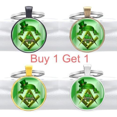 Buy 1 Get 1 New Fashion Happy Saint Patricks Day Brethren Masonic Key Rings Keychains