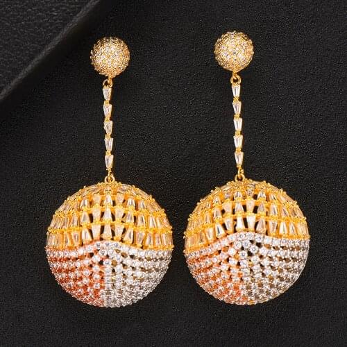 LARRAURI 2019 New Super Round Balls Long Drop Earrings for Noble Luxury Romantic Women Bridal Jewelry Party Show Attractive