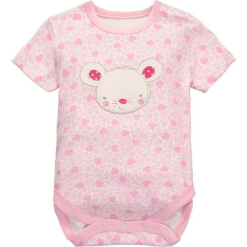 Y429 free shipping Summer boys and girls baby cotton short - sleeved triangle clothes Love the mouse pattern newborn Bodysuits