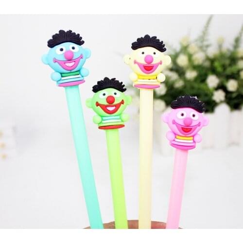 Cute Gel Pen with Clown Pattern 0.5mm Black Carbon Pen Small Fresh Cartoon Doll Pen Creative Stationery Student School Supplies