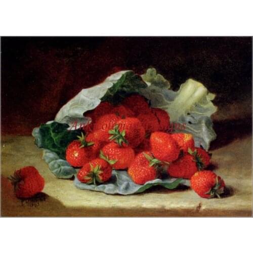 Needlework for embroidery DIY DMC High Quality - Counted Cross Stitch Kits 14 ct Oil painting - Strawberries on a Cabbage Leaf