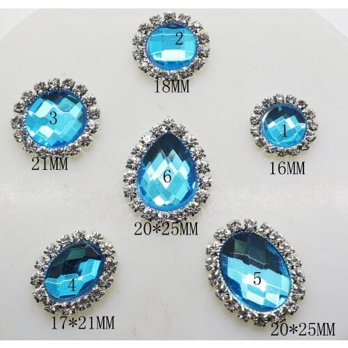 New 10pcs/lot 6 Styles Glass Rhinestone Buttons Metal Artificial Crystal Button for Wedding Bouquet Hair Craft Ribbon Decoration