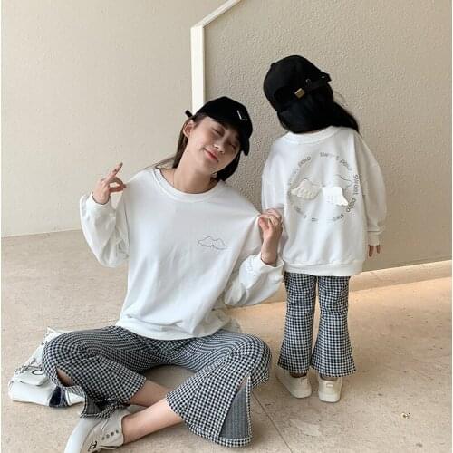 Autumn Three-dimensional angel wings fashion family sweatshirts 2021 Mom and kids cotton long sleeve pullovers