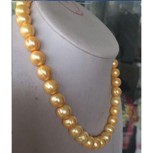 HUG Eelgant south sea 18"12-13MM BAROQUE GOLD PEARL NECKLACE