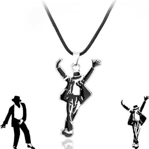 Famous Dancing Michael Jackson Pendant Necklace Portachiavi Llaveros Men Women Fashion Jewelry Neck Chains Gift