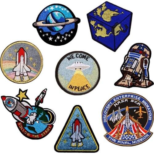 PGY Rocket Star UFO Alien Embroidered Badges Patch Jeans Bag Clothes Apparel Sewing Decoration Applique Bagde Patches Accessory