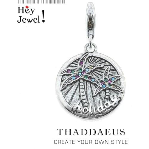 Palm Tree Tropical Charm For Women Men 2021 925 Sterling Silver Trendy Pendant Summer Holiday Gift Fit Bracelet Necklace Collare