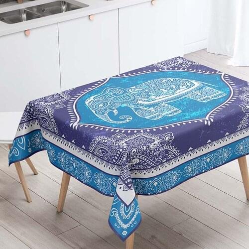 Rectangular Tablecloths Decorative Table Cover 3D Printing Elephant Dining Table Cloth