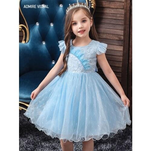 Puffy Tulle Lace Ball Gown Flower Girl Dresses Knee-Length Princess Beading Wedding Party Dress First Communion