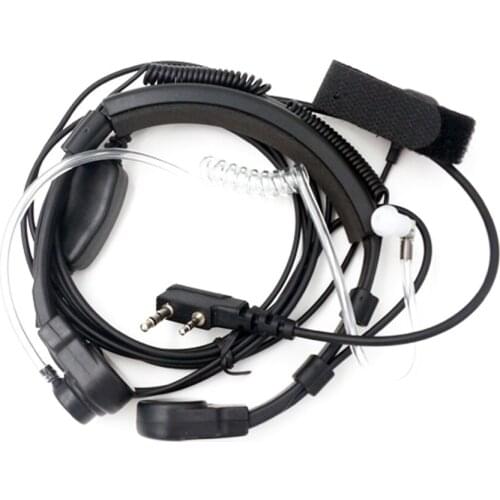 NEW-3.5mm Adjustable Throat Mic Earphone Microphone Covert Acoustic Tube Earpiece Headset With Finger PTT for Walkie talkie