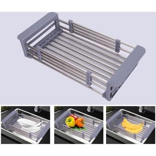 Adjustable Sink Dish Drying Rack Organizer Stainless Steel Sink Drain Kitchen Storage Supplies