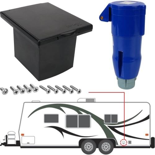 220V-240V 16A Plug Socket With Cover External Flush Hook Up Waterproof for RV Camper Marine