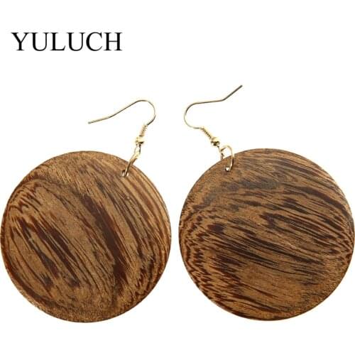 2018 New Design Round Pattern Hand Made Woman Earrings Rosewood Earrings Jewelry Solid Wood Girls Personality Unfinished Earring