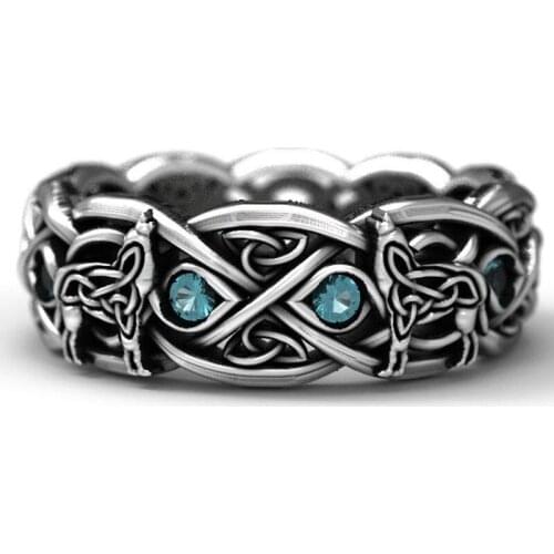 Viking Nordic Mythology Giant Wolf Defense Totem Wolf Domineering Man Ring Gothic Fashion Punk Rock Hot Sale Jewelry Gift