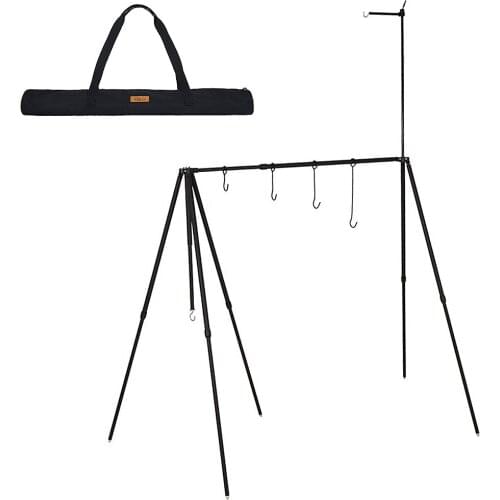 CLS Collapsible Campfire Cooking Stand Outdoor Portable Camping Cookware Hanging Hooks Hanger Rack Lantern Stand Bracket Holder