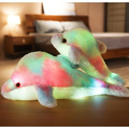 30/45cm Glowing Dolphin Plush Doll Luminous Pillow Cushion Colorful LED Light Animal Stuffed Toys Gift For Children Kids Girls