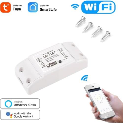1Pc DIY WiFi Smart Light Switch Universal Breaker Timer Smart Life APP Wireless Remote Control Works with Alexa Google Home