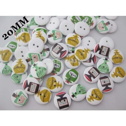 WBNWOA Mix patterns 20mm wood sewing Buttons white back and nature wood back 100pcs Botoes