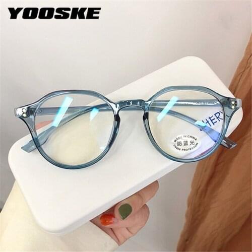 YOOSKE TR90 Anti Blue Light Glasses Frame Men Classic Retro Round 2021 Womens Eyeglasses Myopia Spectascle Frames