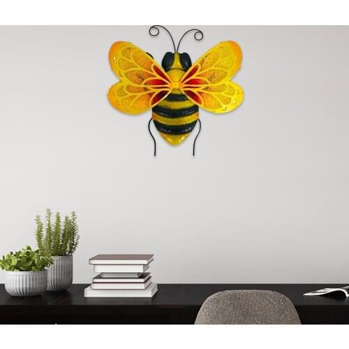 1PC Metal Bumble Bee Wall Ornament 3d Sculpture Figurines Wall Home Hanging Garden Accents Yard Fence Bumblebee Art Decoration
