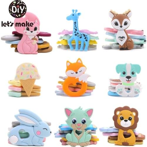 LetS Make Silicone Teether 1Pc Tiny Rod Bpa Free Food Grade Cartoon Shape Pacifier Clip Diy Accessory Baby Teething Cute Toys