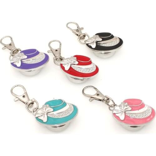 10pcs/Lot, Mixed Colors Lovely Hat Pocket Watch Keychain Watch Key Ring Clip Pendant Quartz Watches Women Gifts