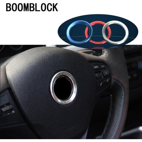 BOOMBLOCK 4pcs Car Steering Wheel Covers Trim Stickers For BMW E46 E39 E60 E36 E90 F30 F10 E34 E53 F20 E30 X1 X5 E53 Accessories