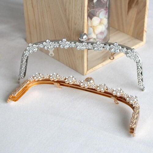 K573 22CM Diamond flowers decoration ball kiss lock purse frame DIY Bag Accessories With screw