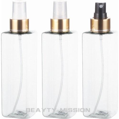 BEAUTY MISSION 250ml(24pc/lot) 250ml square bright gold spray bottle tangential belt,250cc fine mist water sprayer