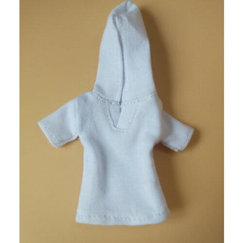 White 1/12 Scale Hooded T-shirt Model For 6"Action Figures Doll