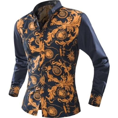 Camisa Masculina Fashion Men Slim Shirt 2018 New Mens brand Long-Sleeved Dress shirt Chemise Homme Casual Printing Male shirt