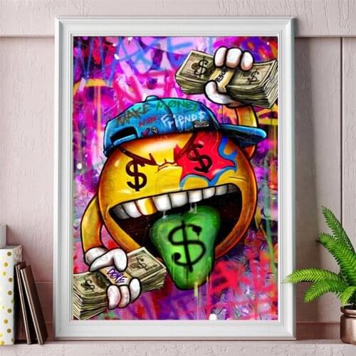 Color Money Graffiti Dollars Cartoon Tongue Mural Poster Family Room Childrens Room Bedroom Wall Decoration (frameless)