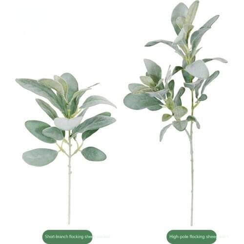 Flocking Leaf Flower Arrangement Accessories Home Decoration Single Flocking Rabbit Ear Leaf Simulation Lamb Ear Leaf