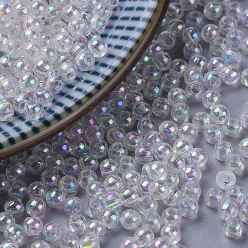 1000pcs 3mm Environmental Transparent Round Acrylic Beads Clear AB Color beads for bracelet necklace jewelry making ,Hole: 1.5mm