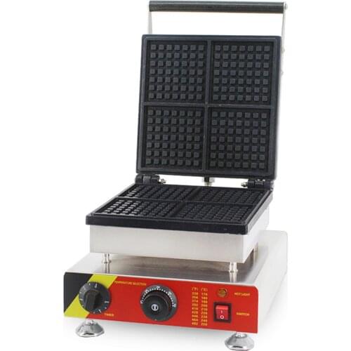 New 4 Slice Commercial Electric Waffle Liege Maker Machine 220V 110V Belgium Square Waffle Making Machine With High Quality