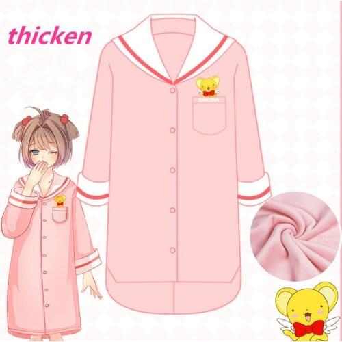 Anime Card Capter Sakura Cotton Fleece Lolita Sleepwear Dress Sailor Collar Jacket New 2020 cosplay sleepwear in stock