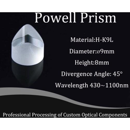 Powell Diameter 9mm Height 8mm Optical Glass Laser Prism Cutting Machine Marking for Tire Positioning Material H-K9L