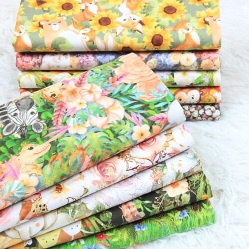 Cartoon cute flower zoo Cotton Fabric Quilting Patchwork for Sewing Patchwork Needlework DIY Dress Material handbag mask