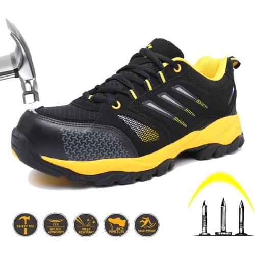 Men Safety Shoes Steel Toe Work Shoes For Men Anti-smashing Puncture Proof Construction Breathable Sneaker