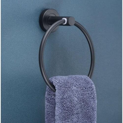 Wall Mounted Black Towel Hanger Rack Stainless Steel Towel Ring for Bathroom Hand Towel Holder Bathroom Hardware
