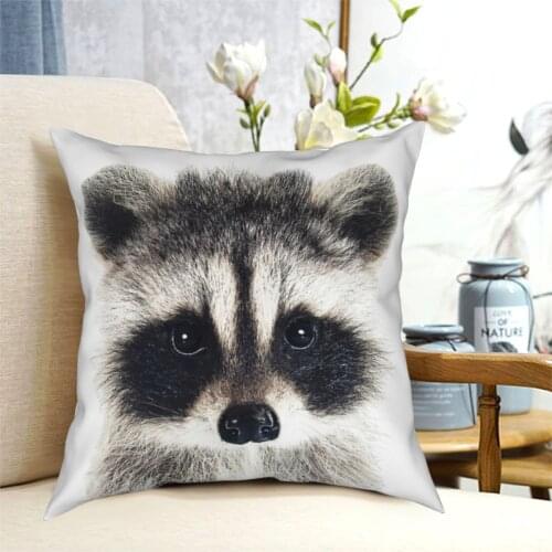Baby Raccoon Portrait Animal Pillowcase Printed Fabric Cushion Cover Gift Pillow Case Cover Home Square 45X45cm