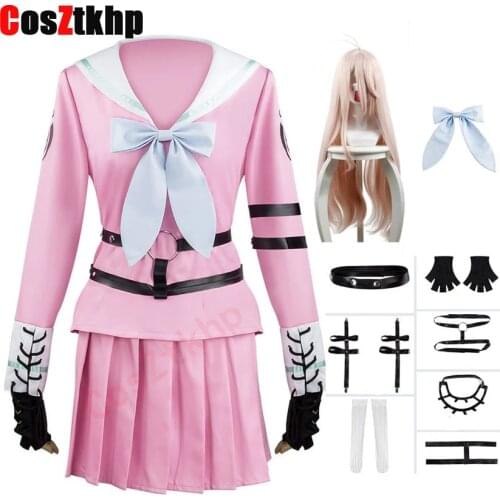 2021 New Miu Iruma Cosplay Costume Danganronpa V3 Cosplay School Uniform And Wig Anime Cosplay Halloween Costume For Women Girls