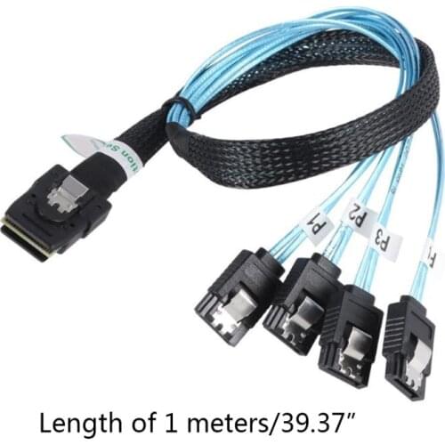 2021 New 0.5m/1m Mini SFF-8087 to 4 SATA Cable Mini SFF8087 36P To 4 SATA 7P Cable 12Gbps