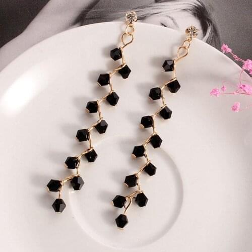 New Korean Women Ladies Long Tassel Earrings Crystal Dangle Drop Earrings Eardrop Jewelry Gift
