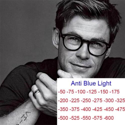 Retro Round Frame Anti-blue Radiation Myopia Glasses Men Women Fashion Blue Light Blocking Short Sight Eyewear Diopters -3 -2 -1